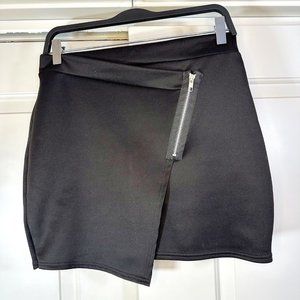 Gems Faux Wrap Zipper Embellishment Front Stretch Mini Skirt 14